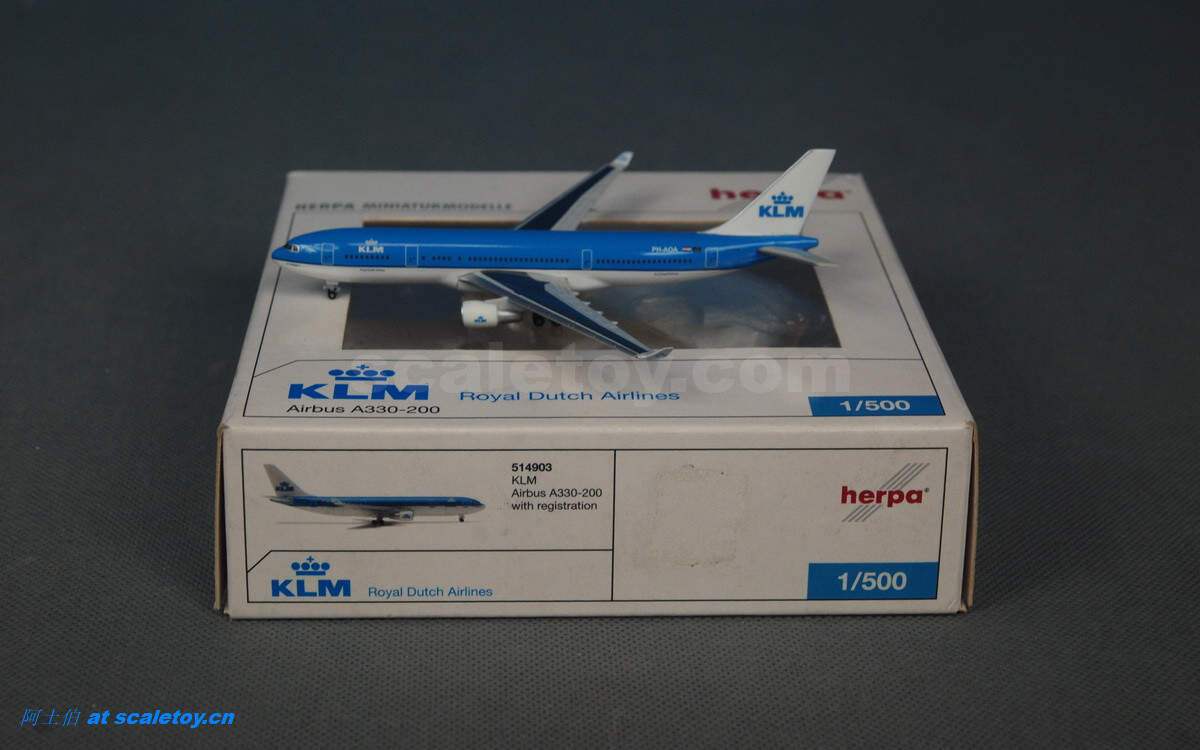 ph-aoa"klm 荷兰皇家航空 空中客车 a330-200客机模型 1/500比例