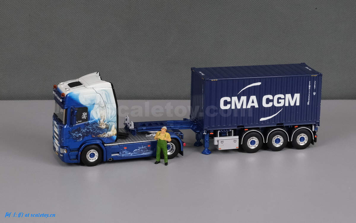 [WSI] SCANIA R HIGHLINE CR20H 4×2 with 3x CONTAINER TRAILER + 20 FT “CMA CGM” CONTAINER – WILBERT KUIPERS 斯堪尼亚拖头挂集装箱托架配20呎达飞货柜 荷兰WILBERT KUIPERS公司涂装